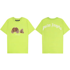 Palm Angels Lime Green Leopard Teddy Bear Tee