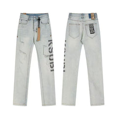 Ksubi Light Wash Logo Distressed Straight Denim Jeans