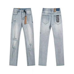 Ksubi Multi‑Frayed Ripped Vintage Streetwear Straight Jeans
