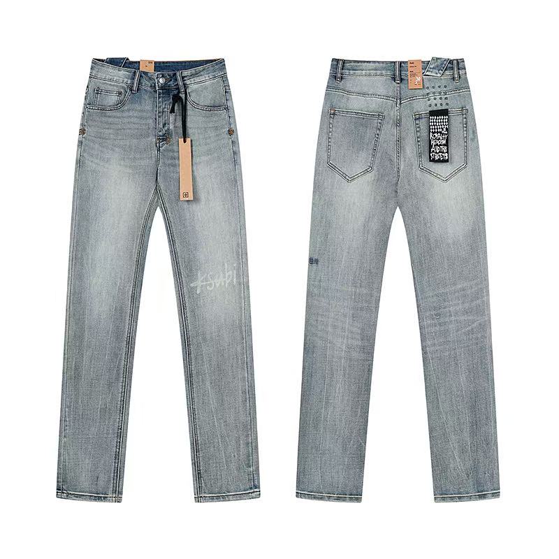 Ksubi Light Grey Ghost‑Logo Straight Denim Jeans