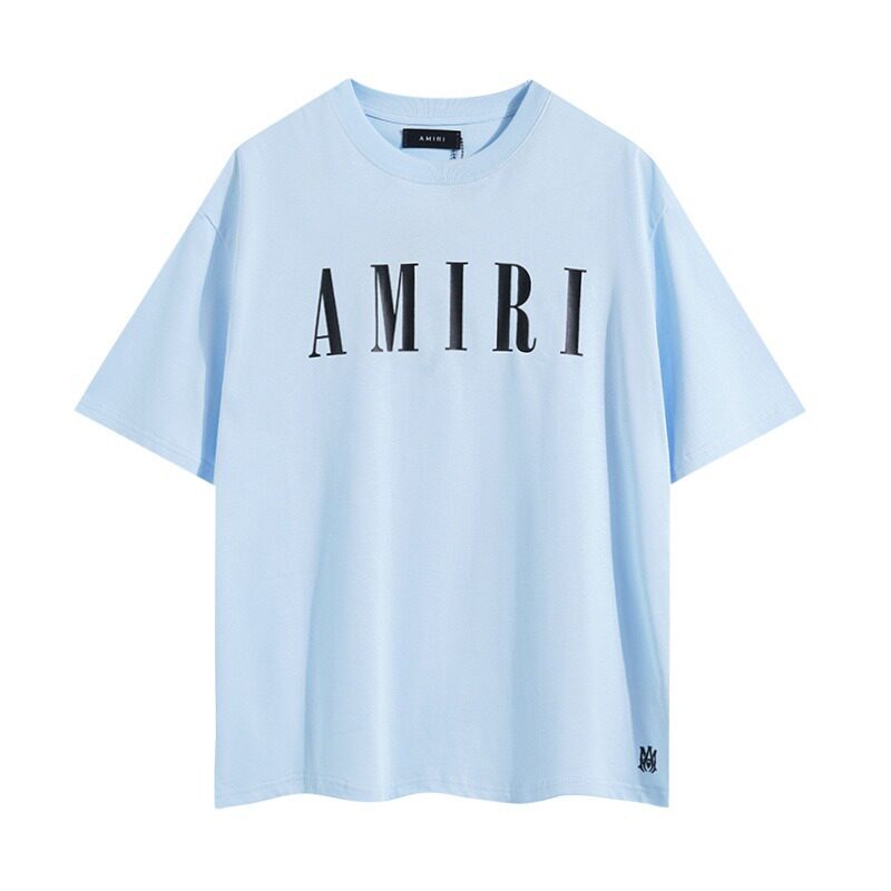 AMIRI Light Blue Block Logo Tee