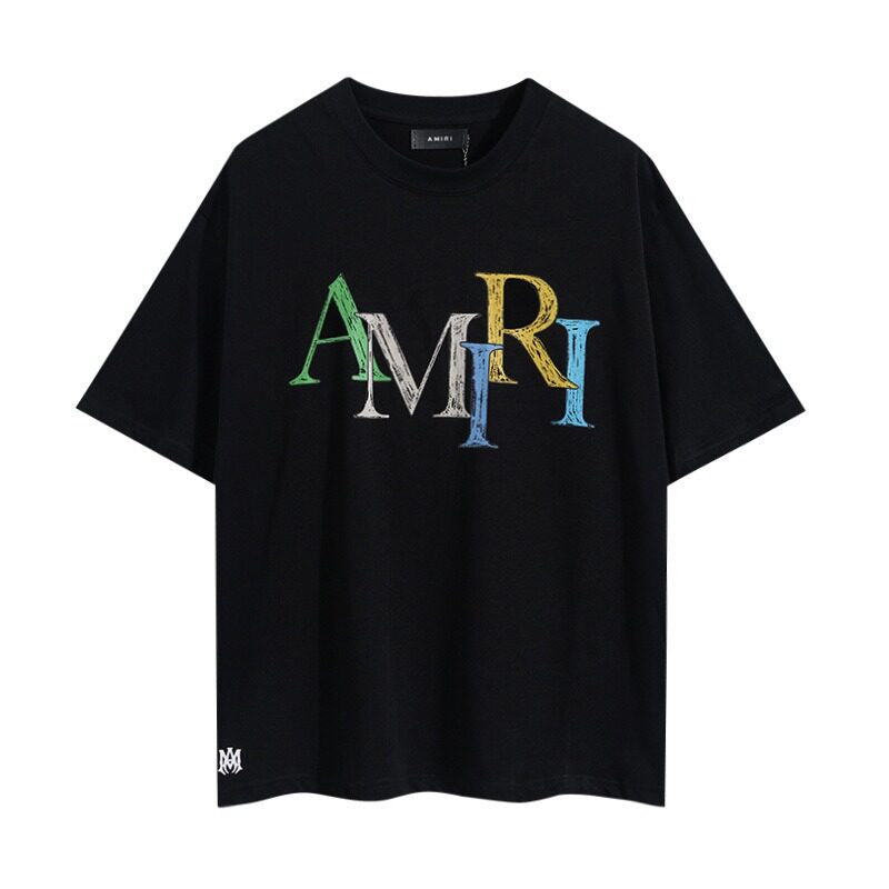 AMIRI Black Multicolor Sketch Logo Tee