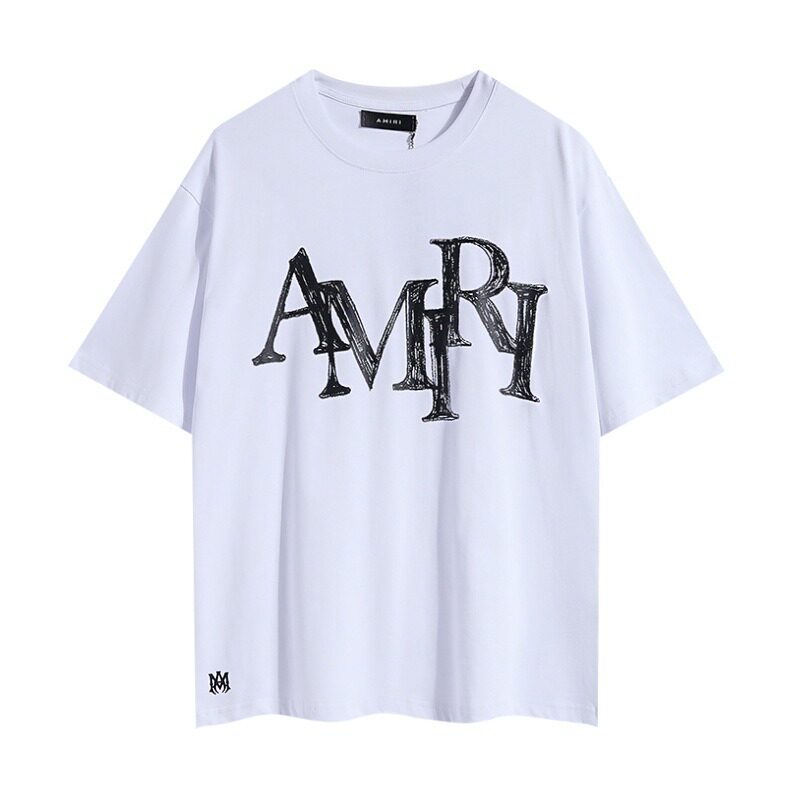 AMIRI White Sketch Logo Oversized Casual Tee