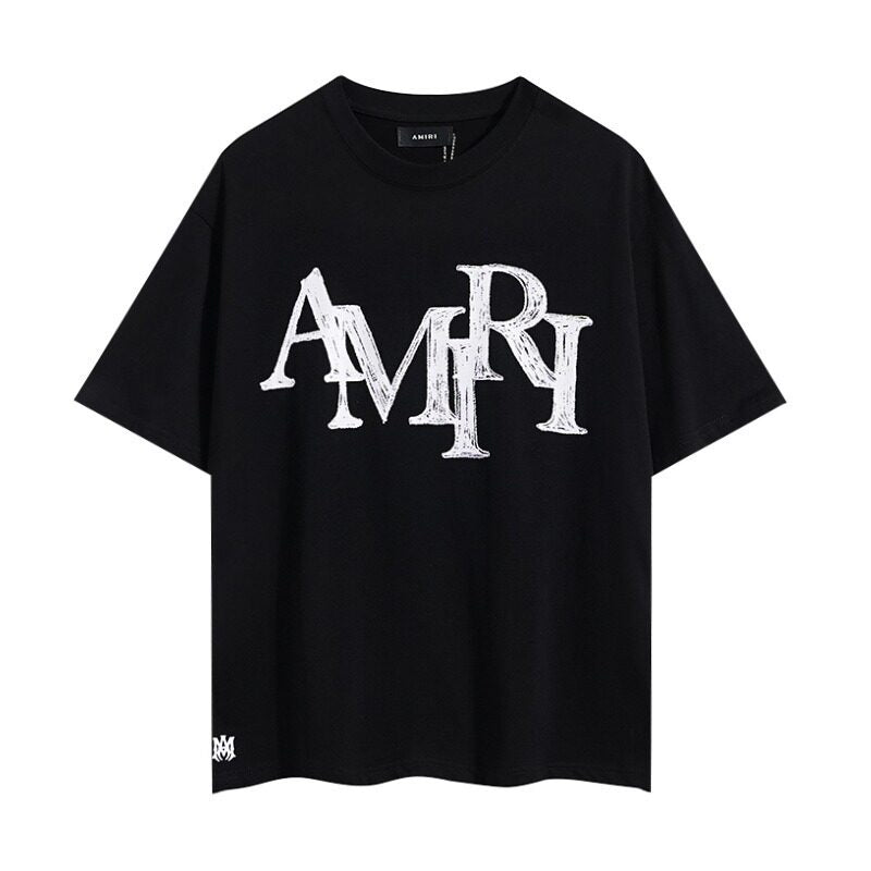 AMIRI Edgy Sketch Logo Luxury Street‑wear T‑Shirt
