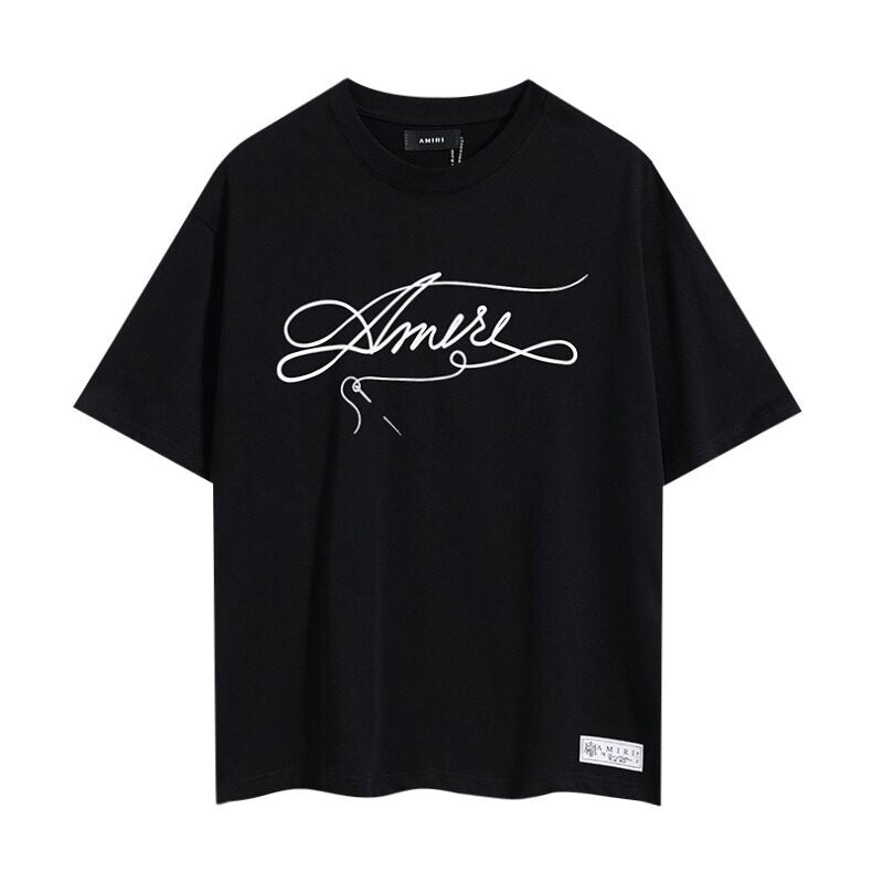 AMIRI Black Cursive Script Oversized Casual Tee
