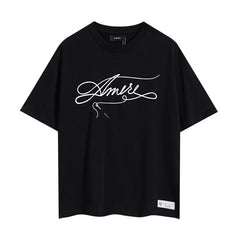 AMIRI Black Cursive Script Oversized Casual Tee