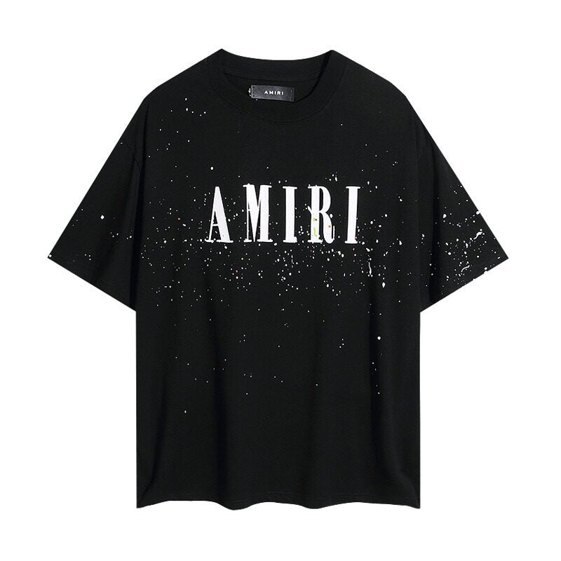 AMIRI Black Paint Splatter Logo Tee