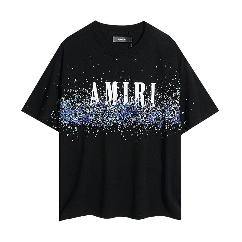 AMIRI Black Splash Art Logo Oversized Casual Tee