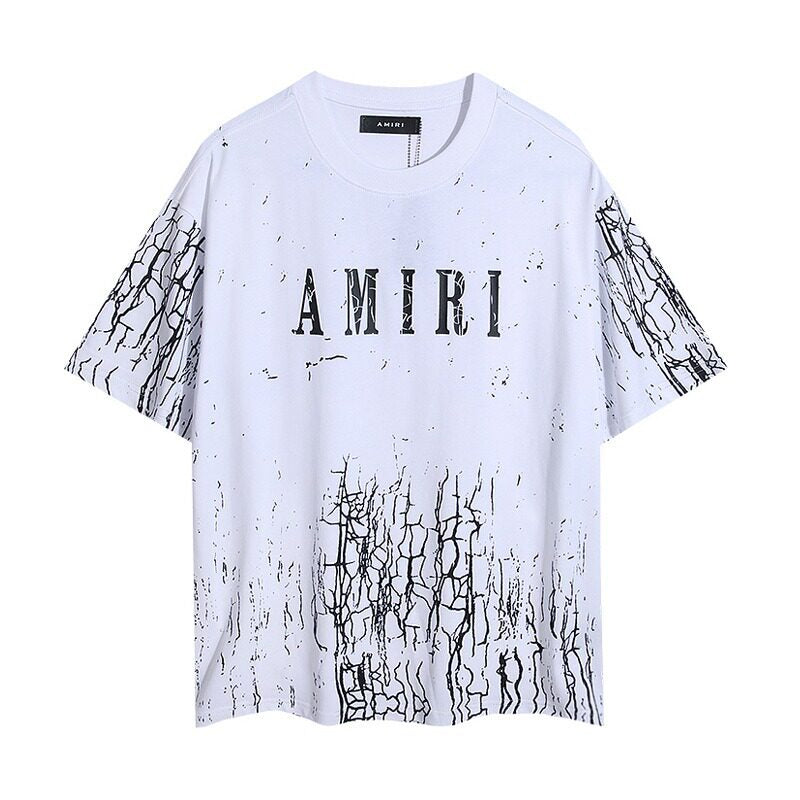 AMIRI White Crack Art Logo Oversized Casual Tee
