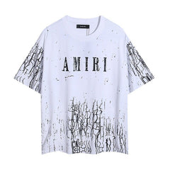 AMIRI White Crack Art Logo Oversized Casual Tee