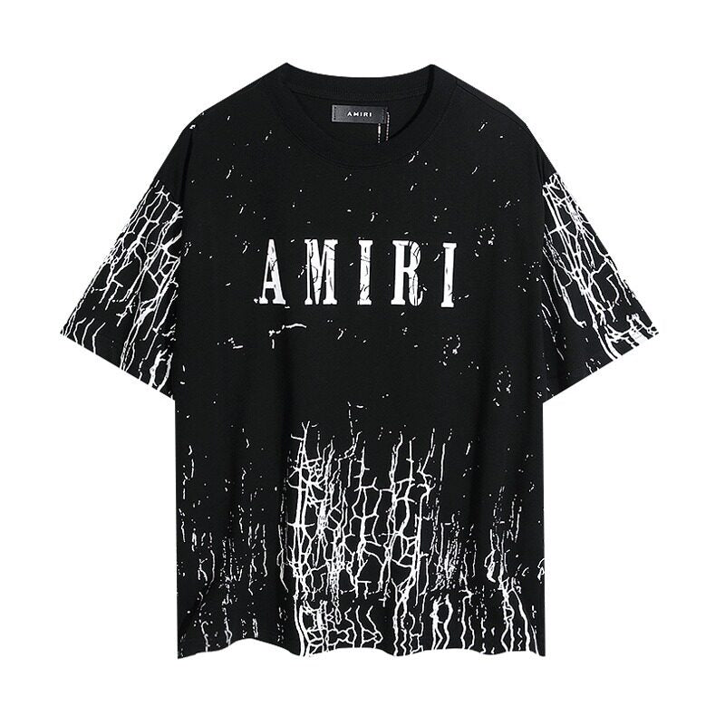 AMIRI Black Crack Art Logo Oversized Casual Tee