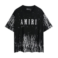 AMIRI Black Crack Art Logo Oversized Casual Tee