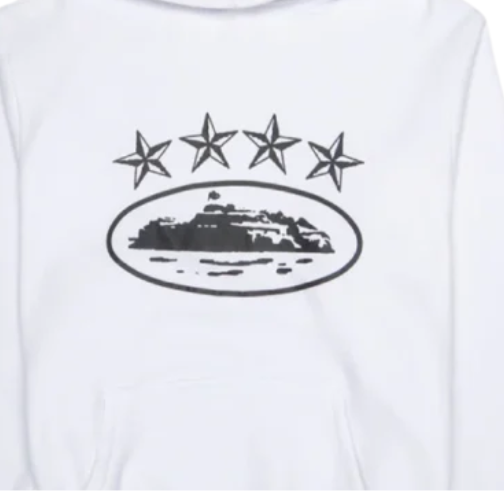 Corteiz 4Starz Alcatraz Hoodie White