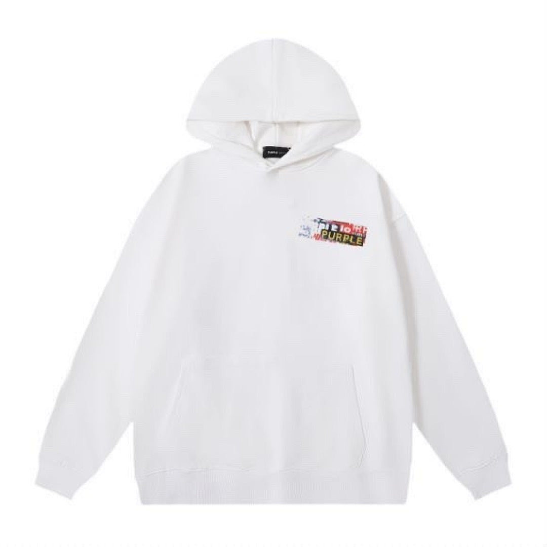 Purple Brand White Oversized Graphic Logo Hoodie