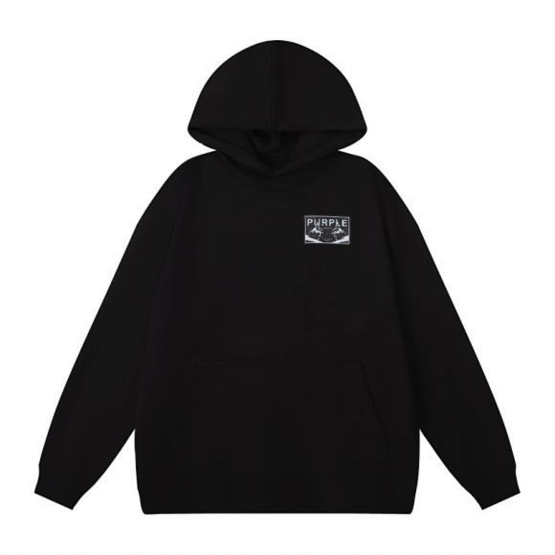 Purple Brand Square Logo Chest Pullover Black Hoodie