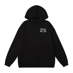Purple Brand Square Logo Chest Pullover Black Hoodie