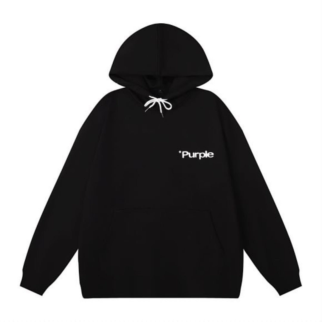 Purple Brand Black Oversized Script Logo Hoodie