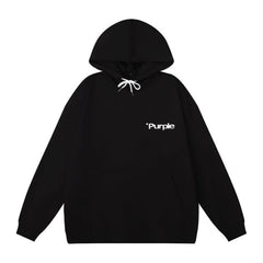 Purple Brand Black Oversized Script Logo Hoodie
