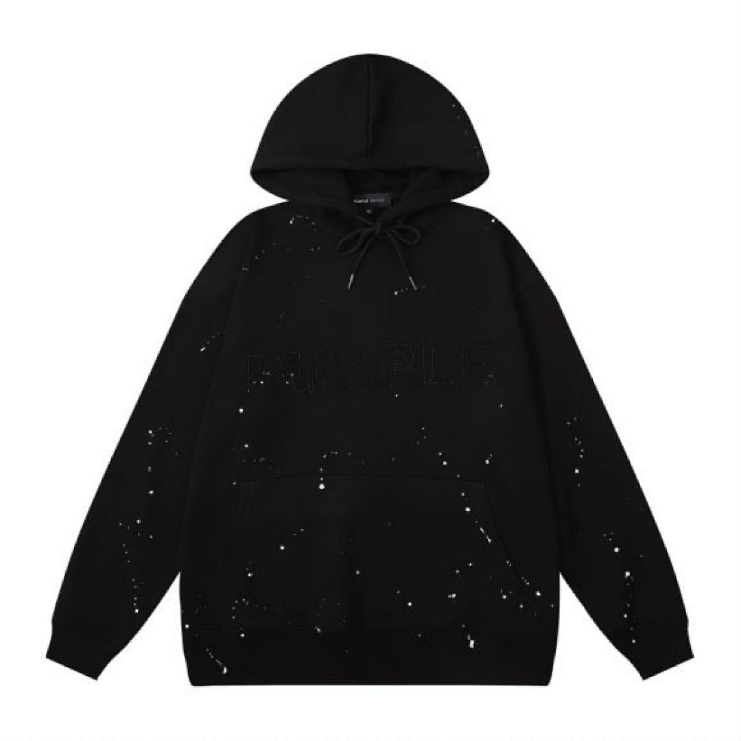 Purple Brand All‑Over Paint Splatter Street‑wear Hoodie