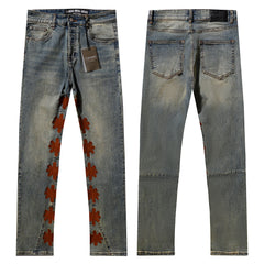 LOST SHDWS Retro Floral Flare Streetwear Jeans