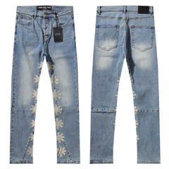 LOST SHDWS Vintage Off‑White Floral Flare Streetwear Jeans
