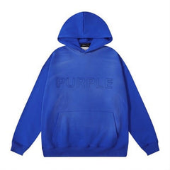 Purple Brand Blue Oversized Embossed Logo Hoodie